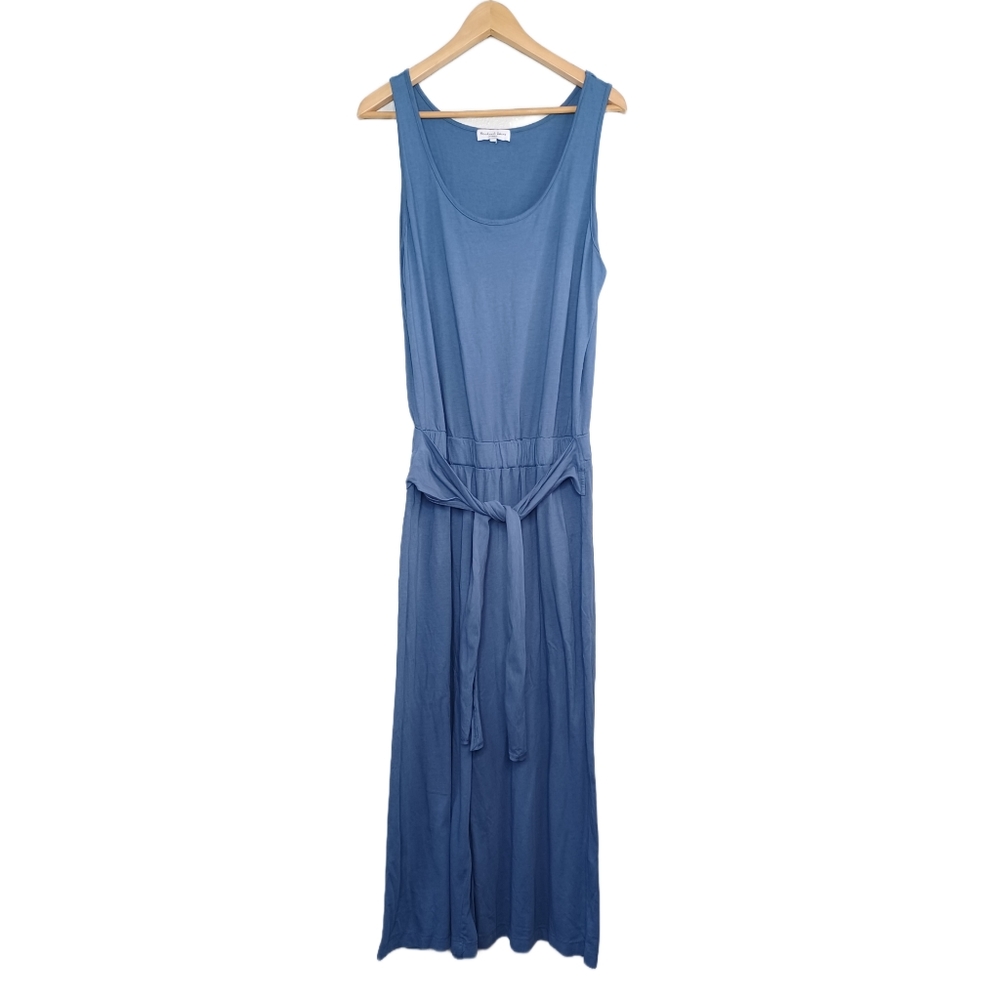 Michael Stars Blue Sleeveless Tie-Waist Jumpsuit Large EUC